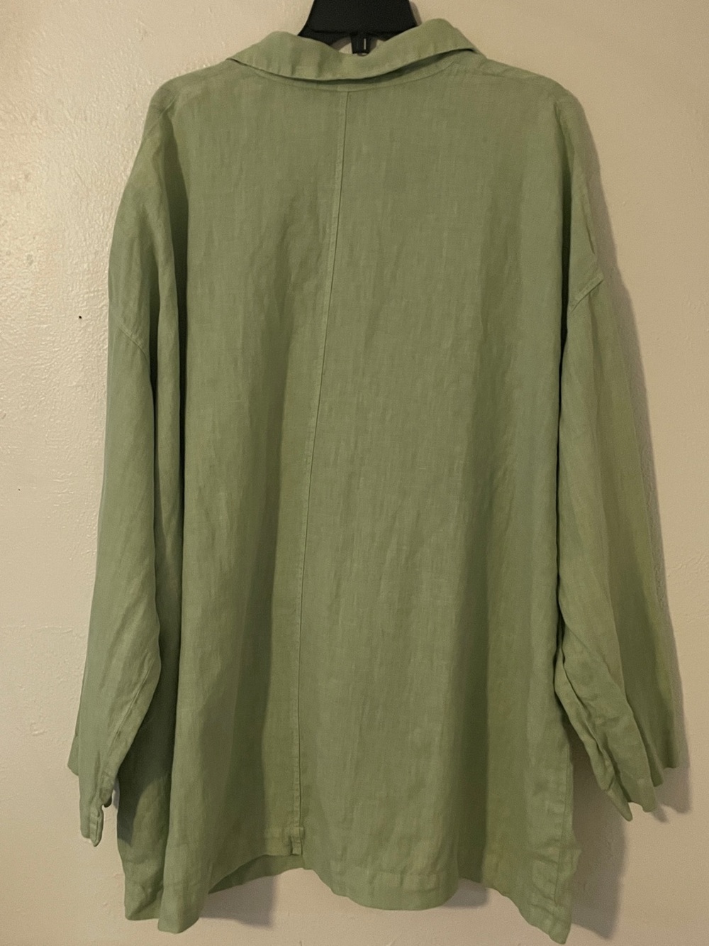 Cut Loose sage green 100% linen oversized shirt jacket patch pockets XL - Picture 8 of 10